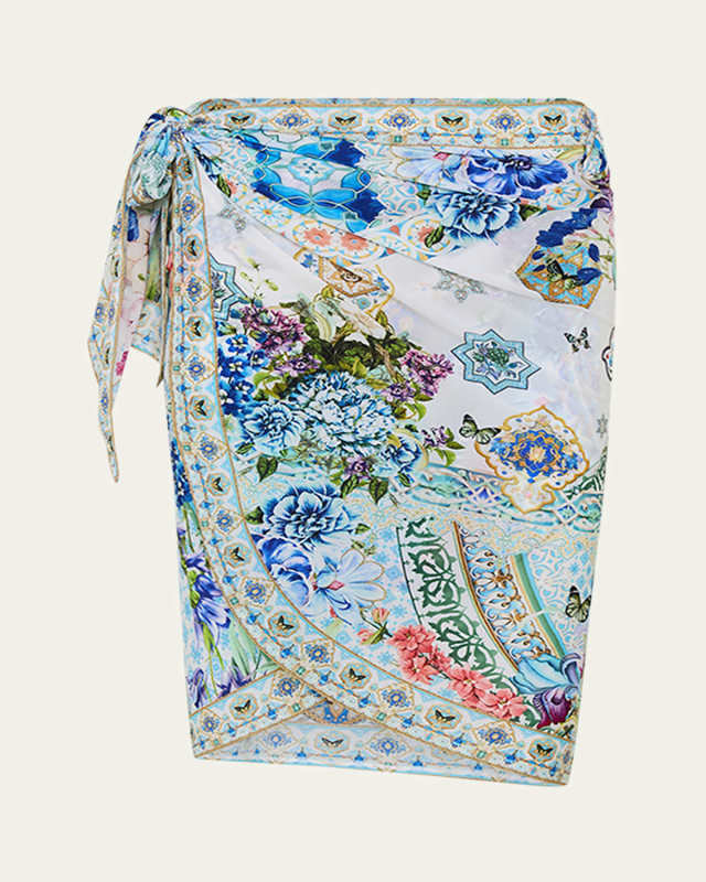 Sunrise in Sintra Short Eyelet Sarong Coverup